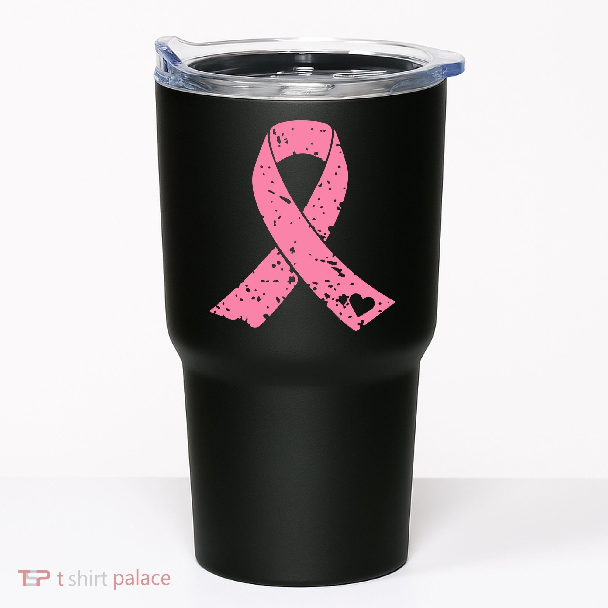 Distressed Pink Ribbon, Breast Cancer Tumbler