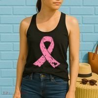 Distressed Pink Ribbon, Breast Cancer Women's Tank Top thumb 2