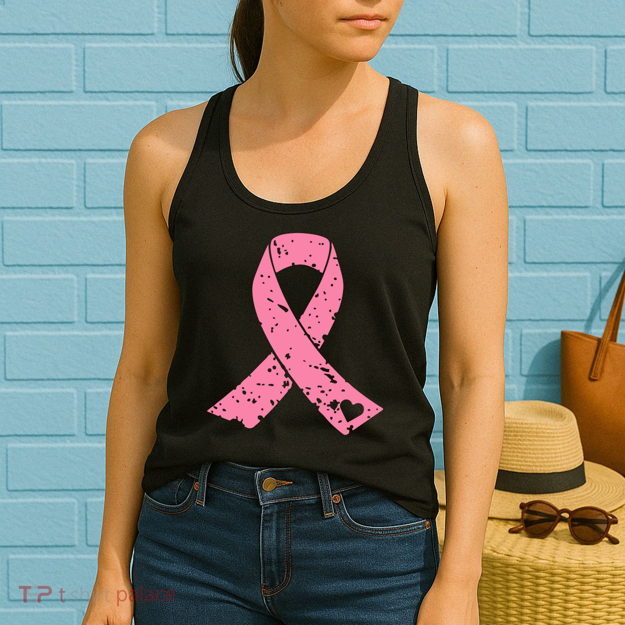 Distressed Pink Ribbon, Breast Cancer Women's Tank Top