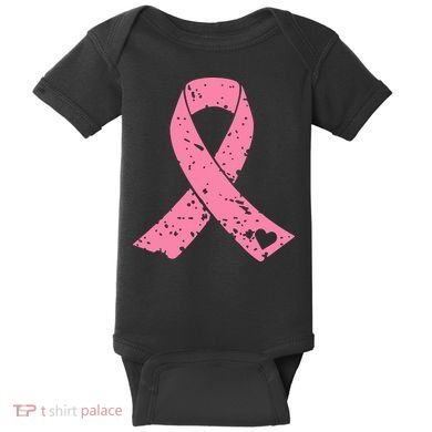 Distressed Pink Ribbon, Breast Cancer Baby Bodysuit
