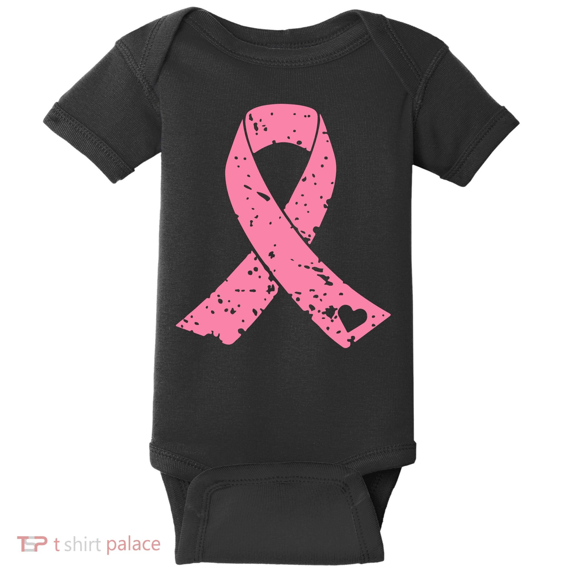 Distressed Pink Ribbon, Breast Cancer Baby Bodysuit