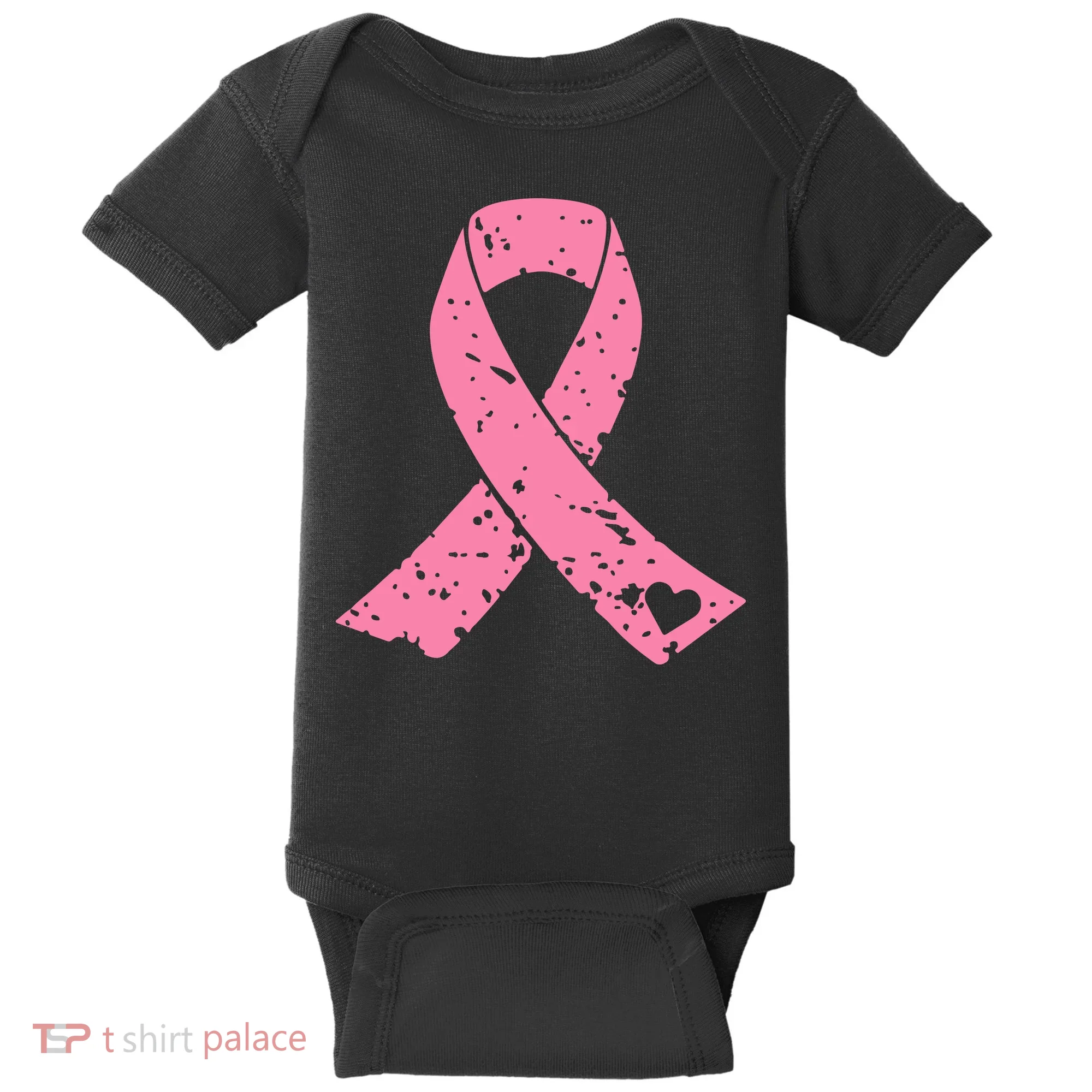 Distressed Pink Ribbon, Breast Cancer Baby Bodysuit