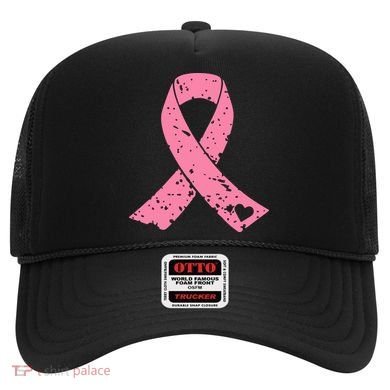 Distressed Pink Ribbon, Breast Cancer Hat