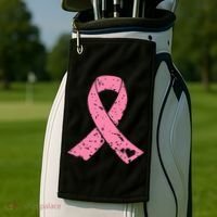Distressed Pink Ribbon, Breast Cancer Golf Towel thumb 2