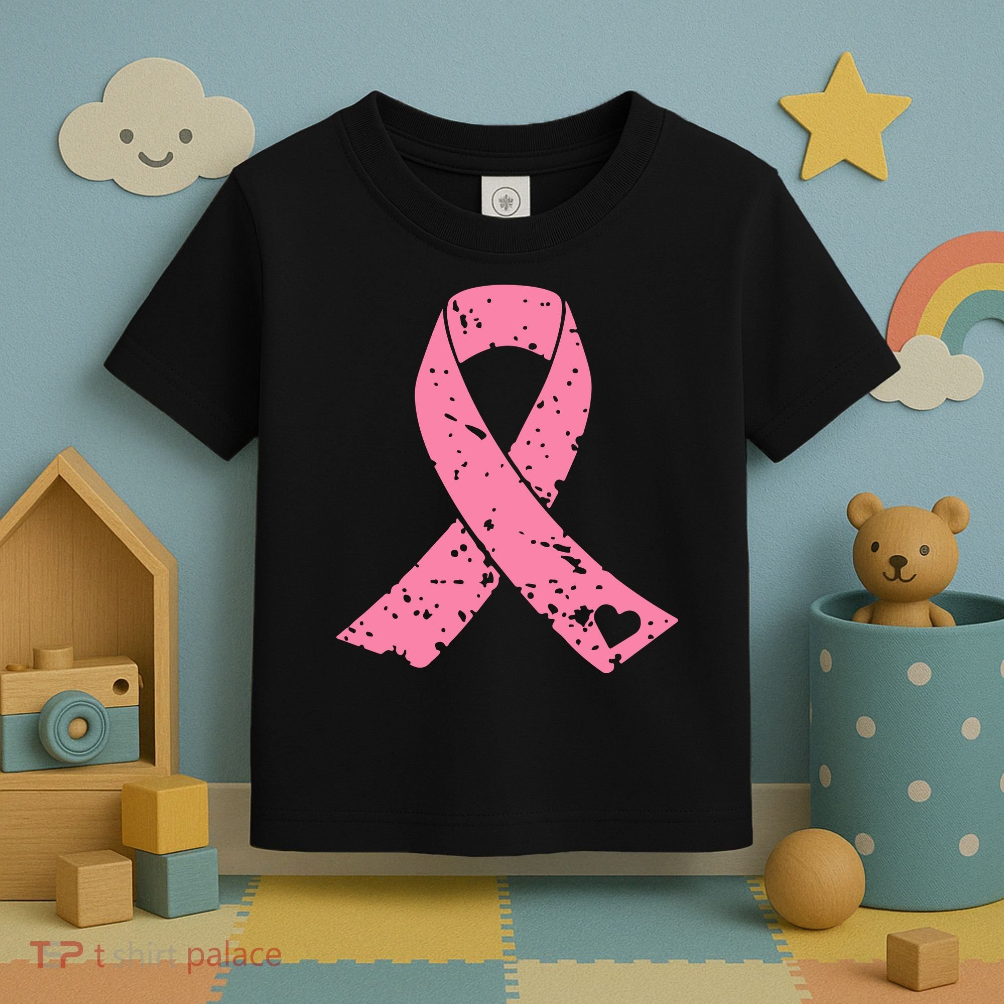Distressed Pink Ribbon, Breast Cancer Toddler T-Shirt