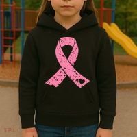 Distressed Pink Ribbon, Breast Cancer Kids Hoodie thumb 3