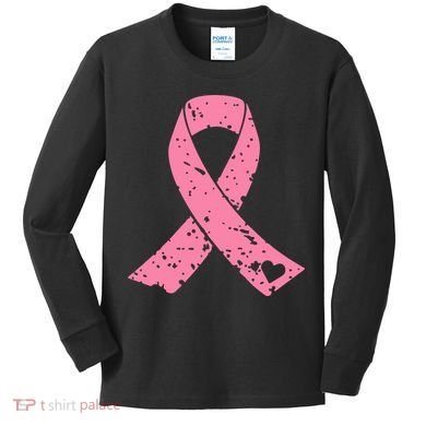 Distressed Pink Ribbon, Breast Cancer Kids Long Sleeve Shirt