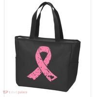 Distressed Pink Ribbon, Breast Cancer Tote Bag thumb 3