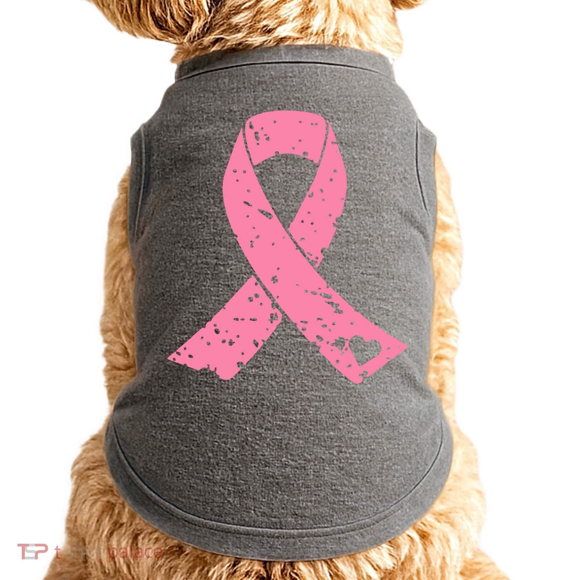 Distressed Pink Ribbon, Breast Cancer Doggie Tank