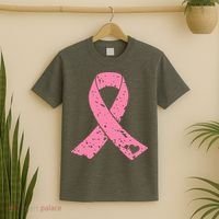 Distressed Pink Ribbon, Breast Cancer T-Shirt thumb 2