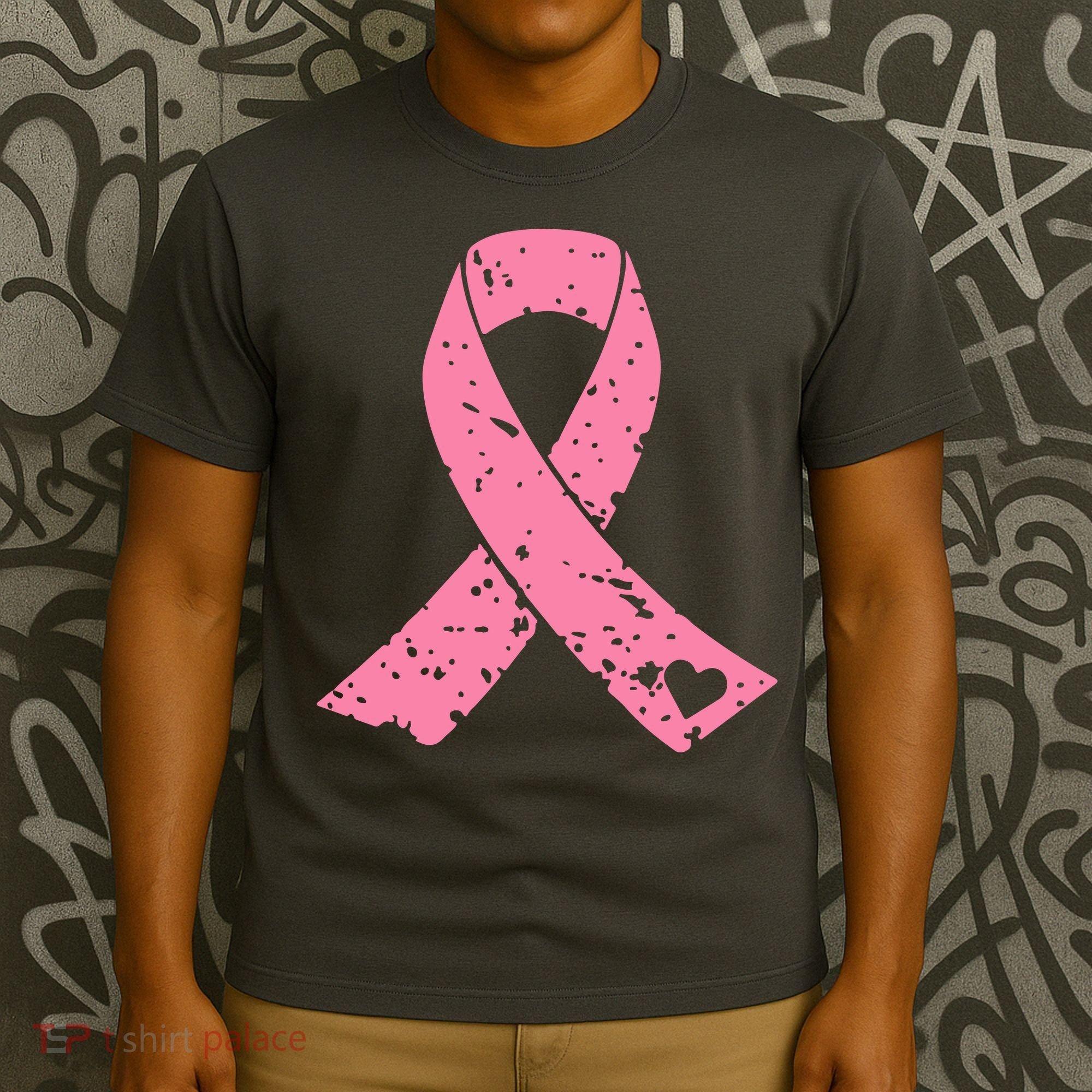 Distressed Pink Ribbon, Breast Cancer T-Shirt