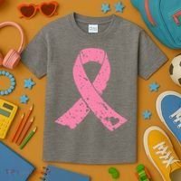 Distressed Pink Ribbon, Breast Cancer Kids T-Shirt thumb 3