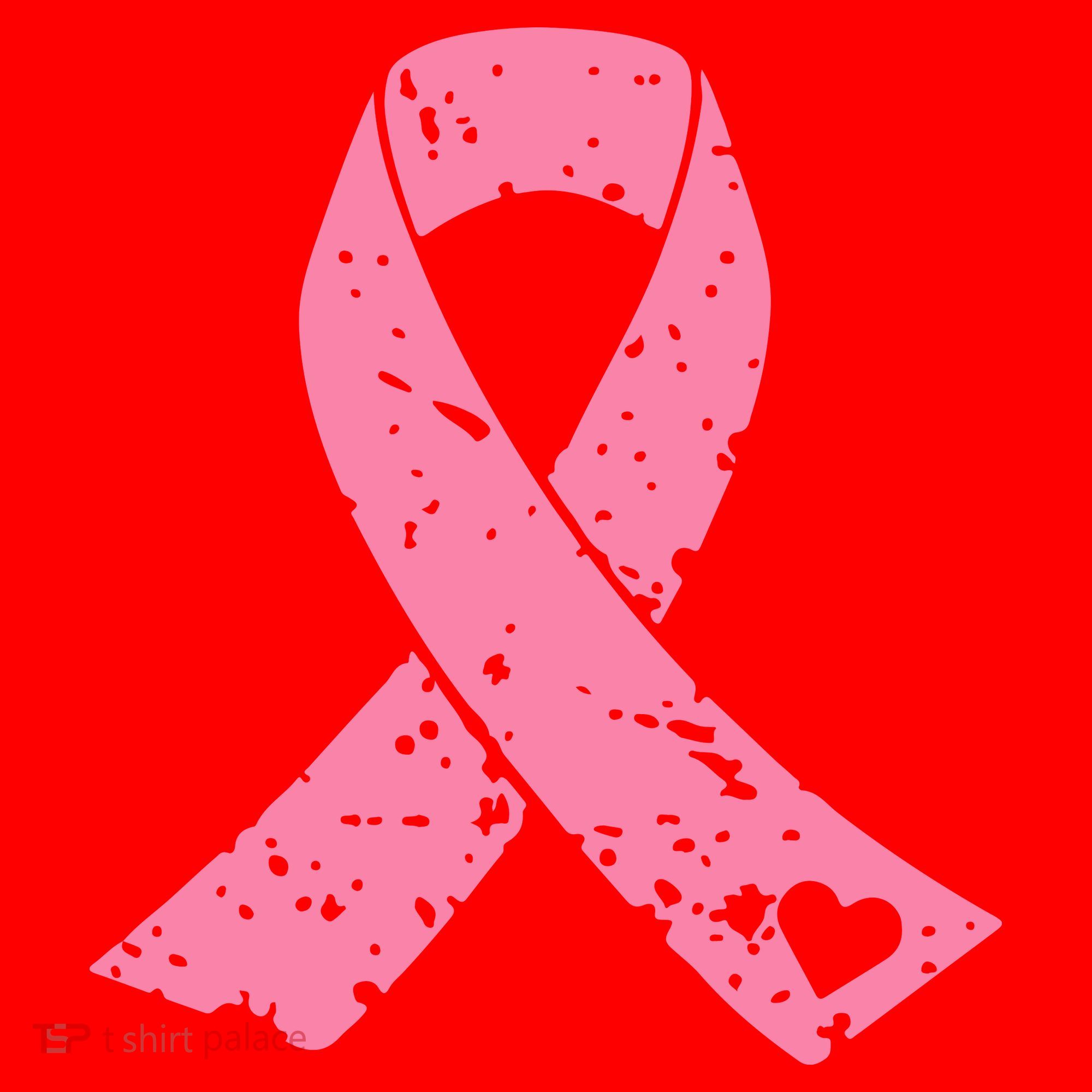 Distressed Pink Ribbon, Breast Cancer Santa Hat
