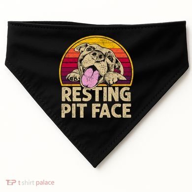 Dog Pitbull Resting Pit Face Funny Gift For Pitbull Lovers Gift USA-Made Doggie Bandana