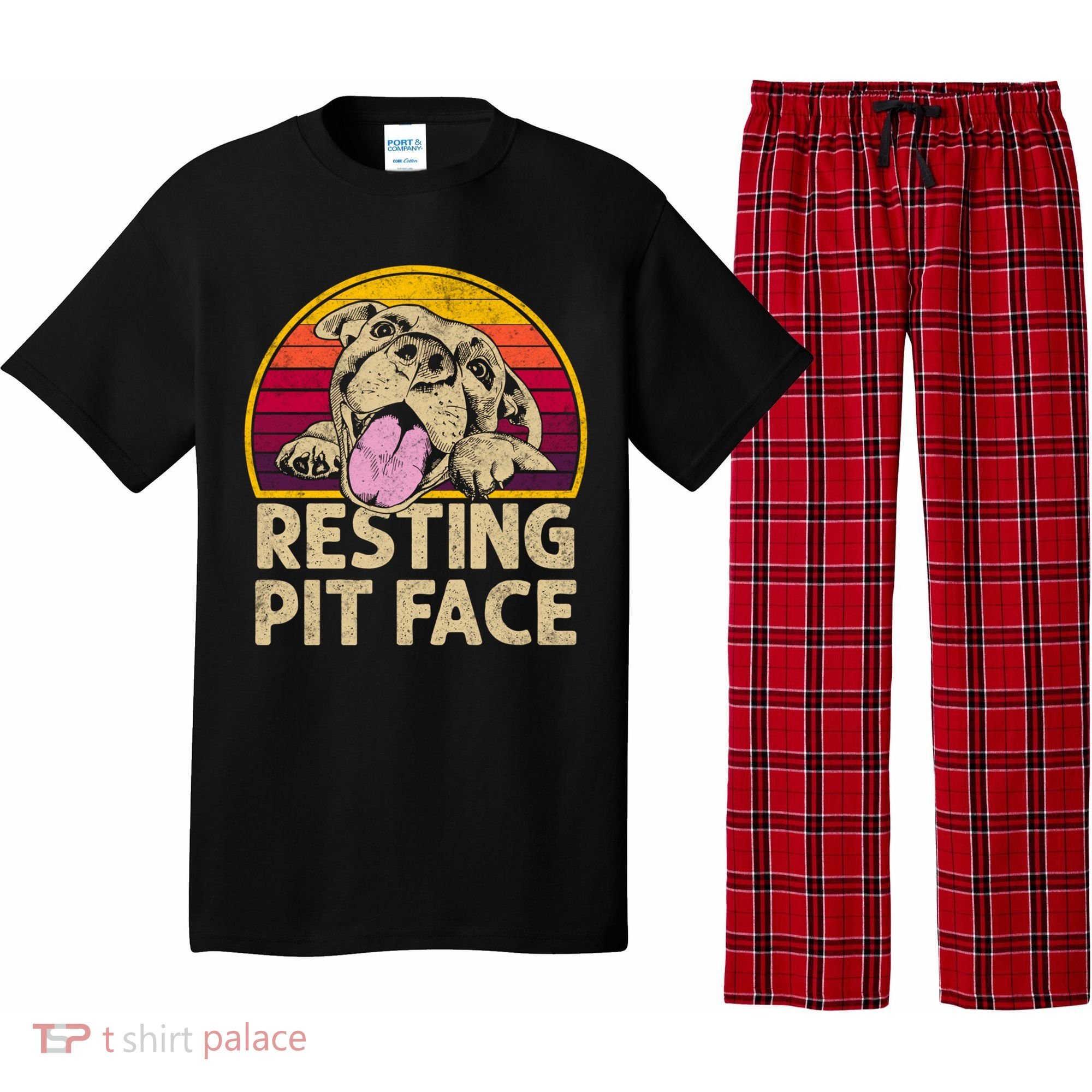 Dog Pitbull Resting Pit Face Funny Gift For Pitbull Lovers Gift Pajama Set