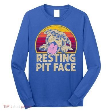 Dog Pitbull Resting Pit Face Funny Gift For Pitbull Lovers Gift Long Sleeve Shirt