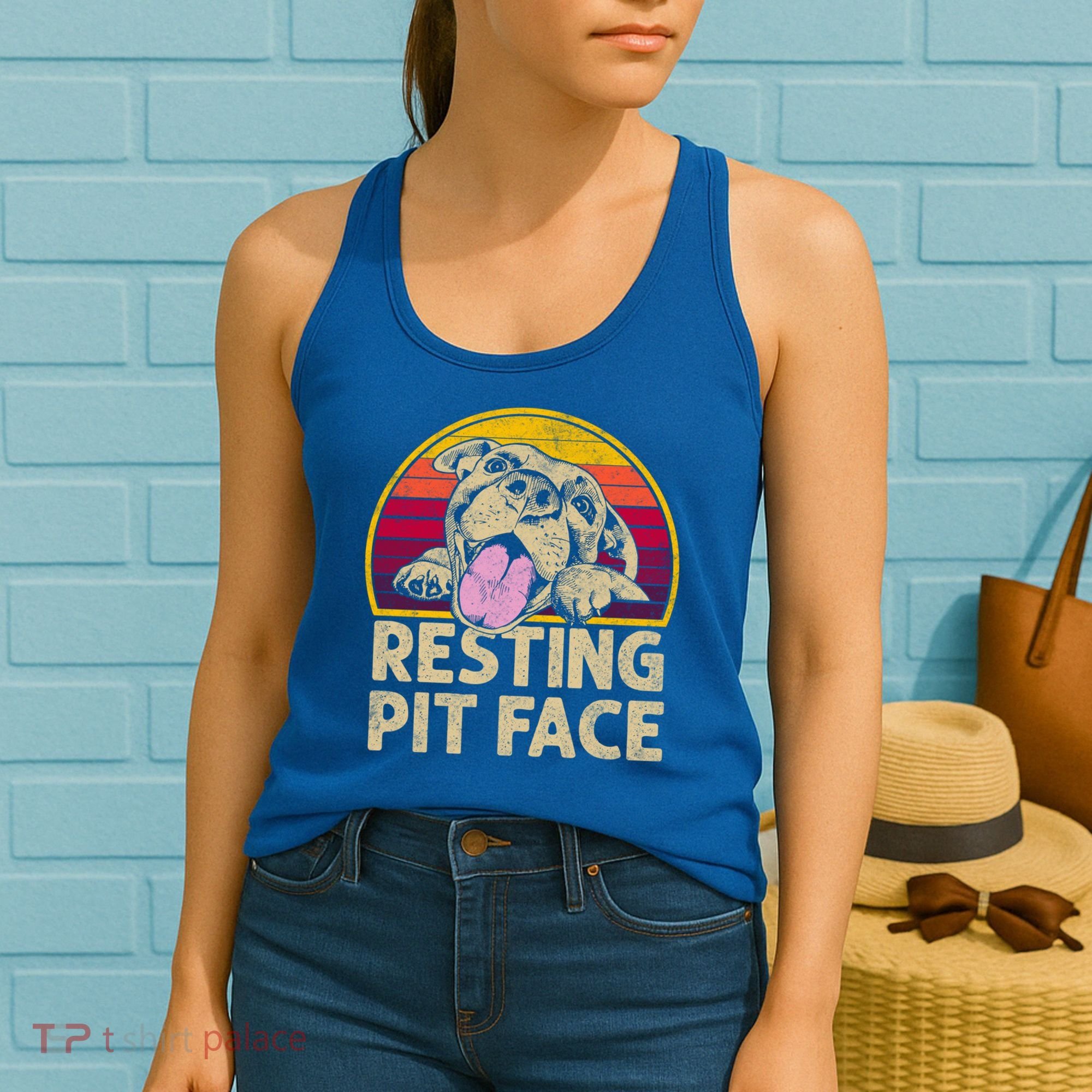 Dog Pitbull Resting Pit Face Funny Gift For Pitbull Lovers Gift Women's Tank Top