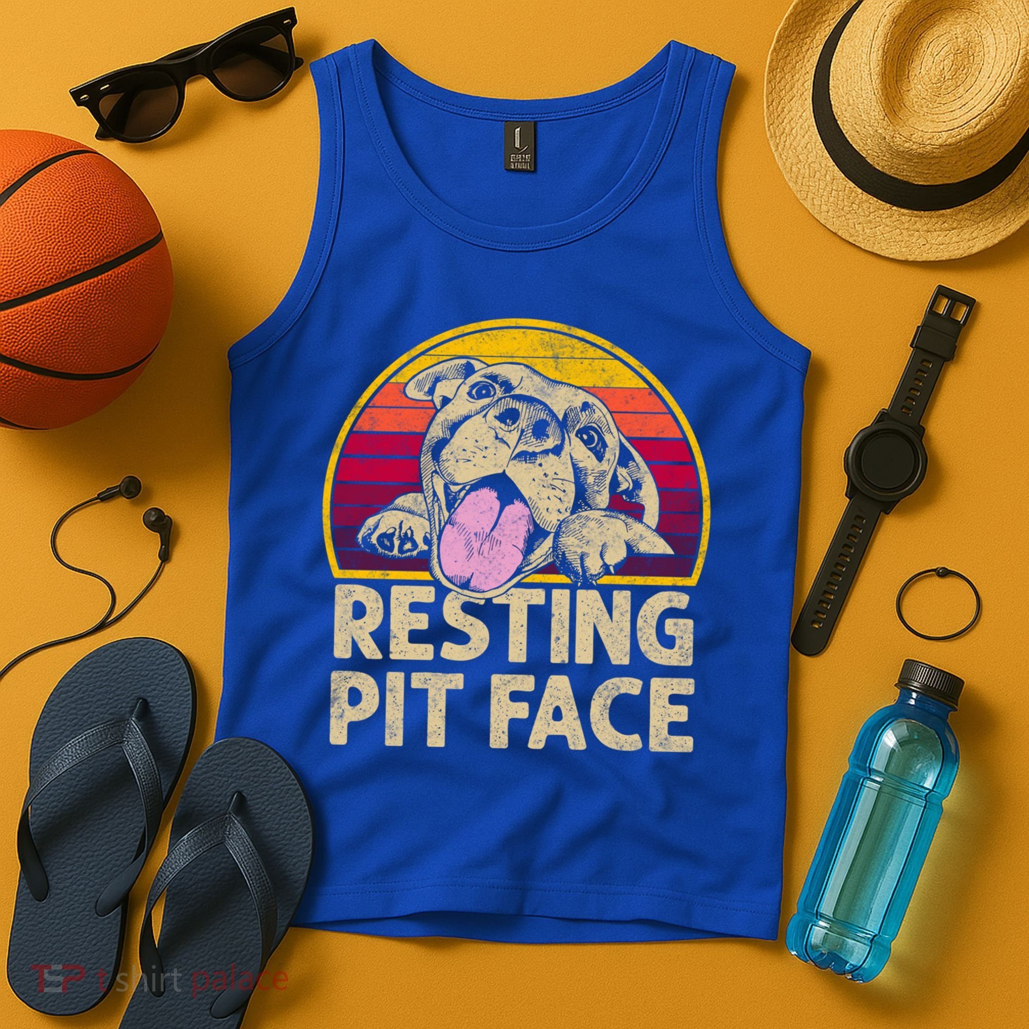 Dog Pitbull Resting Pit Face Funny Gift For Pitbull Lovers Gift Tank Top