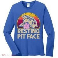 Dog Pitbull Resting Pit Face Funny Gift For Pitbull Lovers Gift Women's Long Sleeve Shirt thumb 0