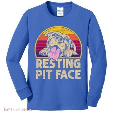 Dog Pitbull Resting Pit Face Funny Gift For Pitbull Lovers Gift Kids Long Sleeve Shirt
