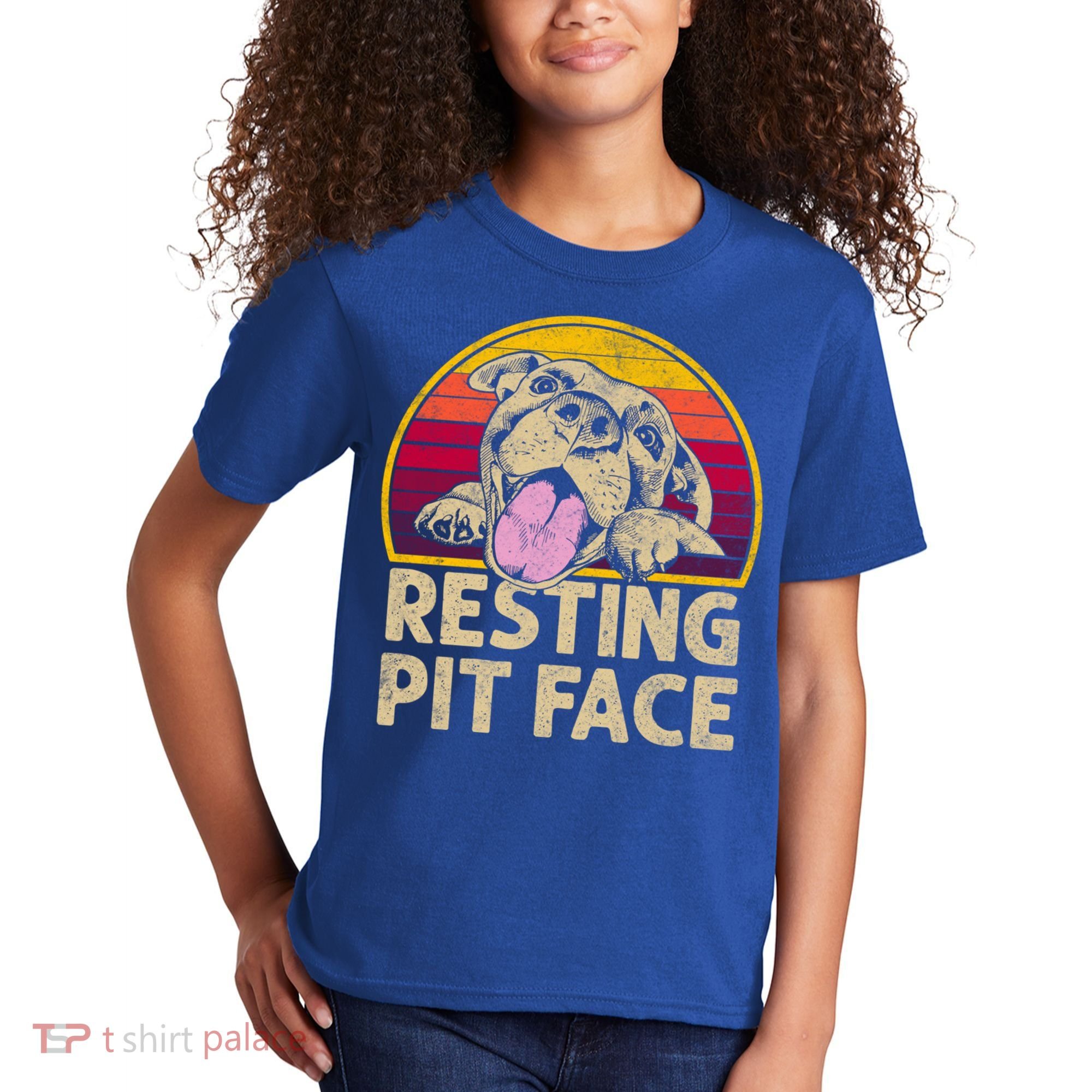 Dog Pitbull Resting Pit Face Funny Gift For Pitbull Lovers Gift Kids T-Shirt