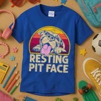 Dog Pitbull Resting Pit Face Funny Gift For Pitbull Lovers Gift Kids T-Shirt thumb 3