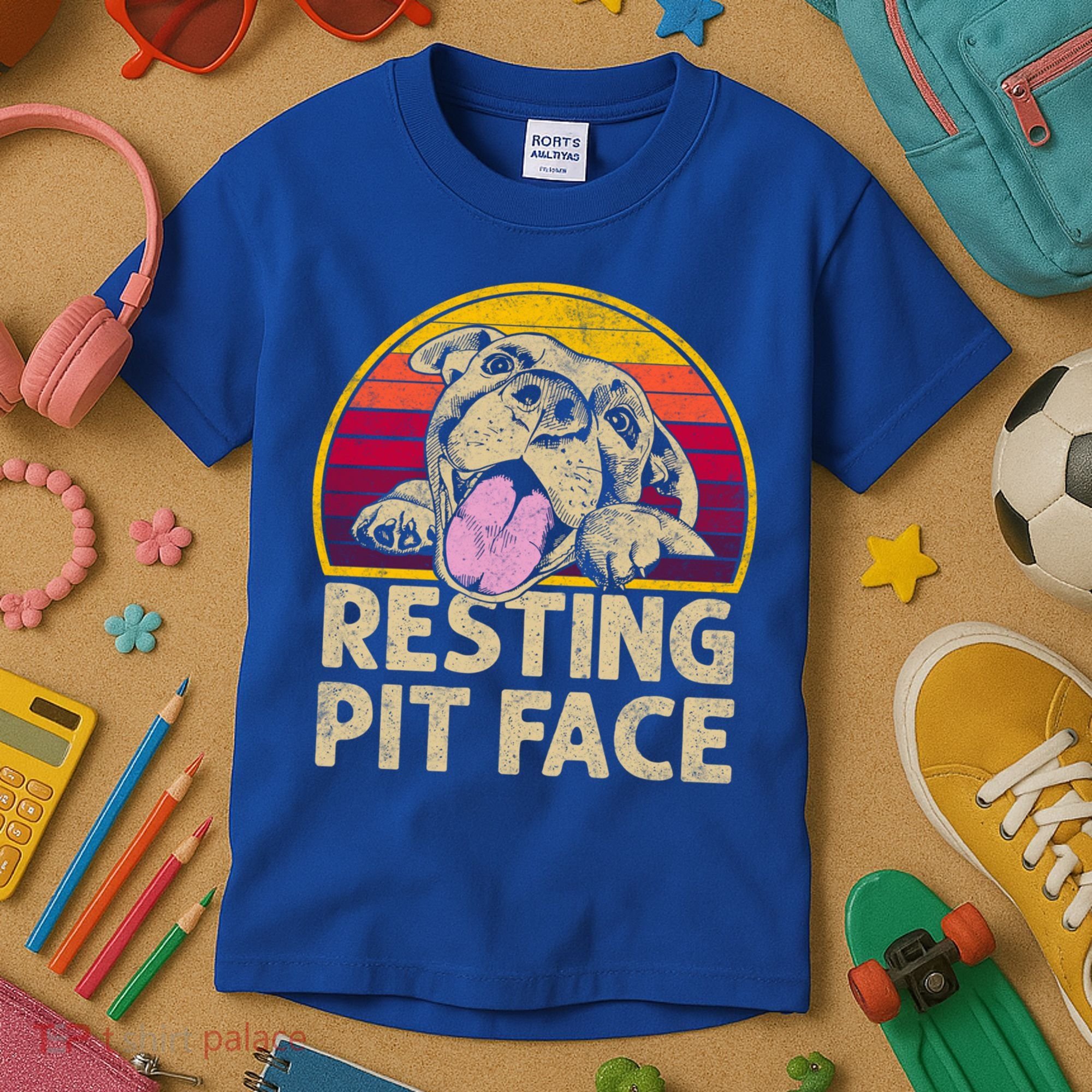 Dog Pitbull Resting Pit Face Funny Gift For Pitbull Lovers Gift Kids T-Shirt