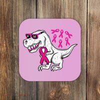 Dinosaur Pink Ribbon Breast Cancer Awareness Month Warrior Coaster thumb 0