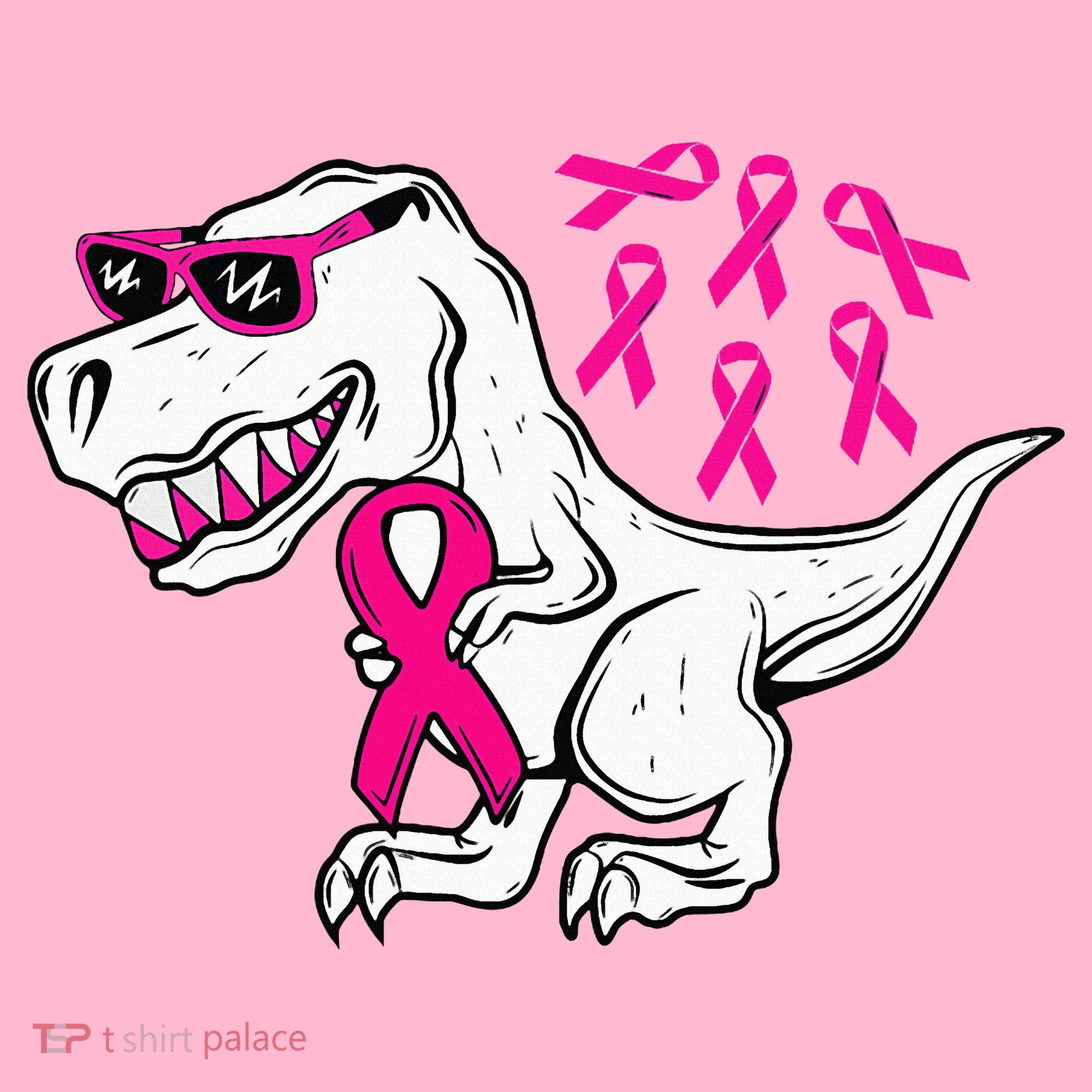 Dinosaur Pink Ribbon Breast Cancer Awareness Month Warrior Coaster