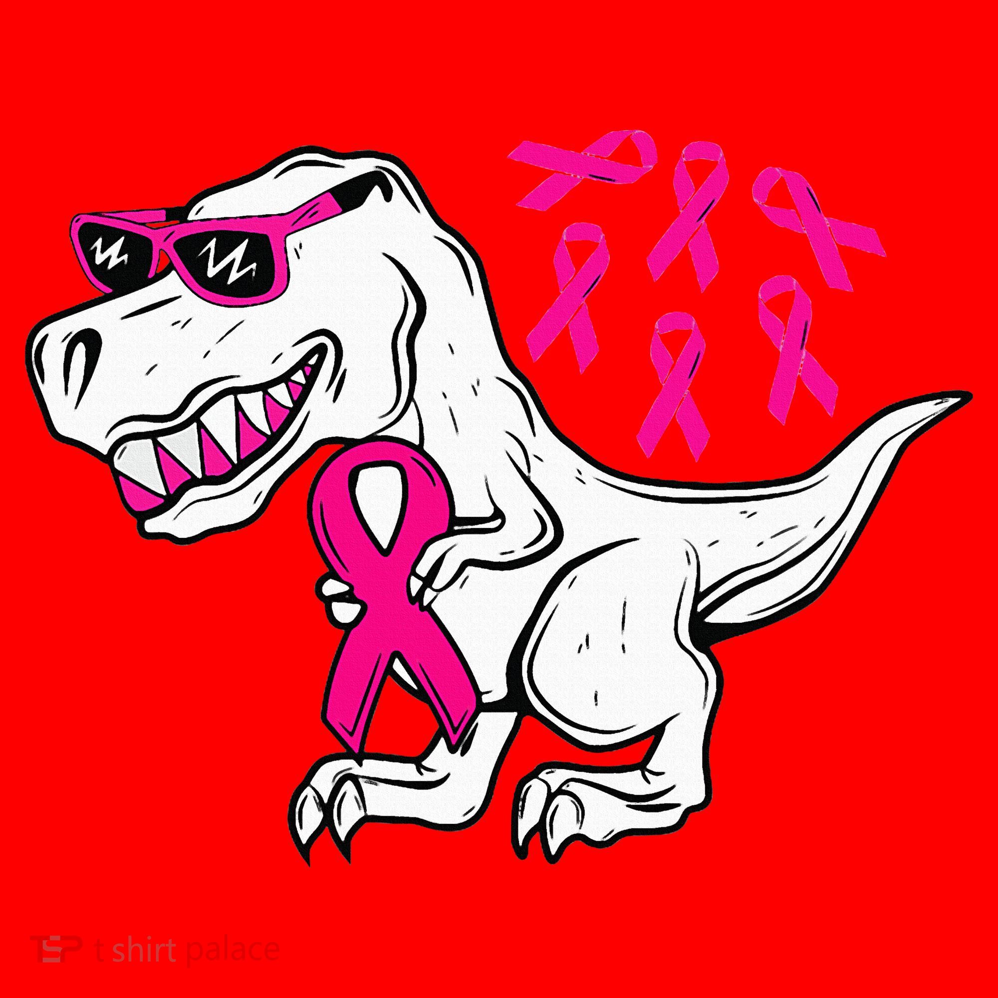 Dinosaur Pink Ribbon Breast Cancer Awareness Month Warrior Santa Hat