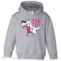 Dinosaur Pink Ribbon Breast Cancer Awareness Month Warrior Toddler Hoodie thumb 0