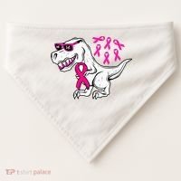 Dinosaur Pink Ribbon Breast Cancer Awareness Month Warrior USA-Made Doggie Bandana thumb 0