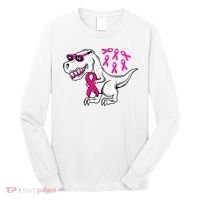 Dinosaur Pink Ribbon Breast Cancer Awareness Month Warrior Long Sleeve Shirt thumb 0
