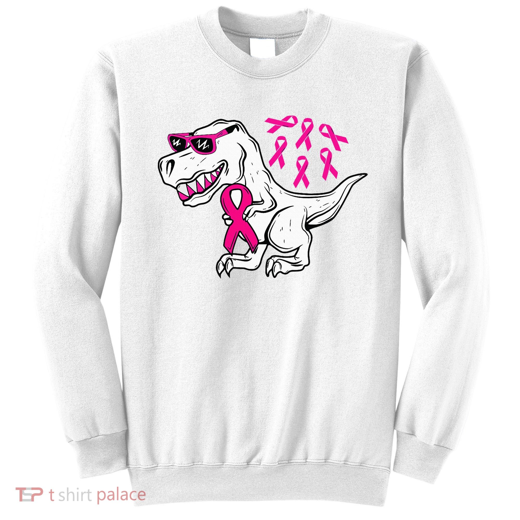 Dinosaur Pink Ribbon Breast Cancer Awareness Month Warrior Sweatshirt