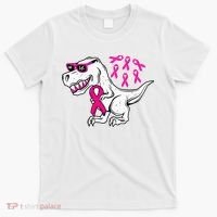 Dinosaur Pink Ribbon Breast Cancer Awareness Month Warrior T-Shirt thumb 0