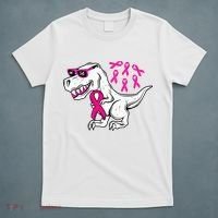 Dinosaur Pink Ribbon Breast Cancer Awareness Month Warrior T-Shirt thumb 5