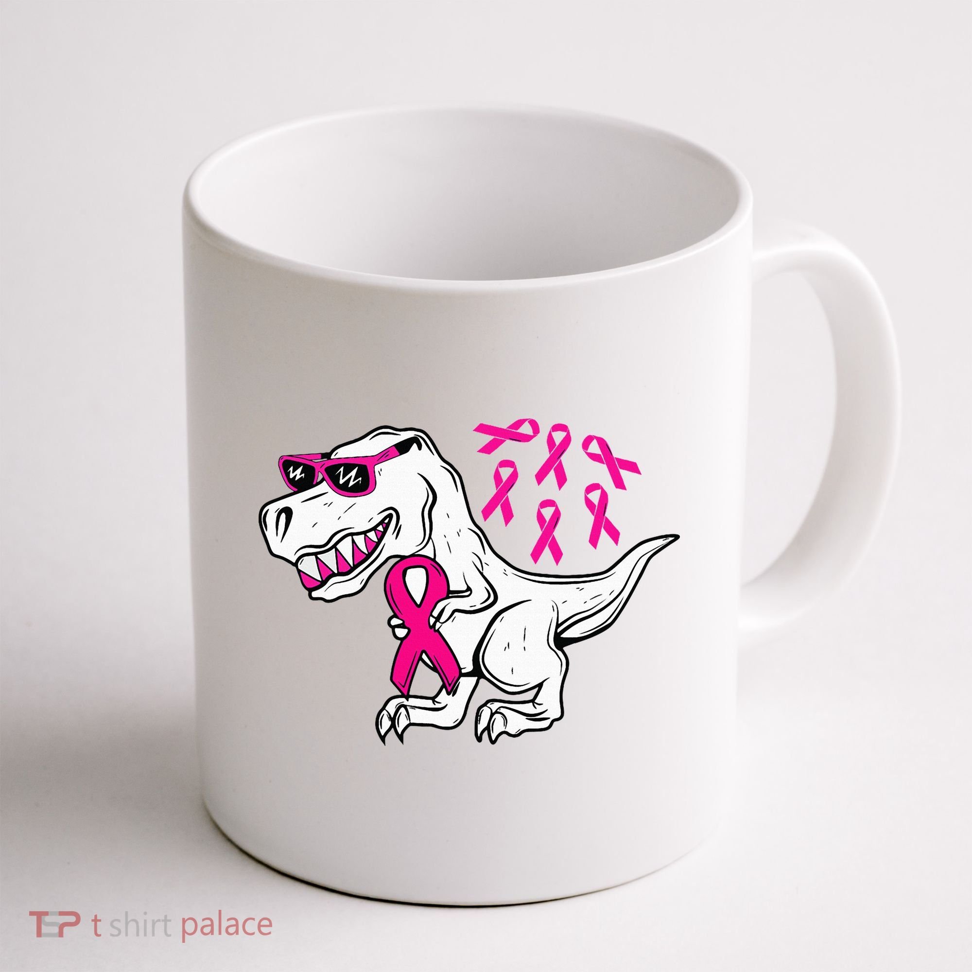 Dinosaur Pink Ribbon Breast Cancer Awareness Month Warrior Coffee Mug