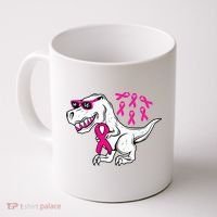 Dinosaur Pink Ribbon Breast Cancer Awareness Month Warrior Coffee Mug thumb 0
