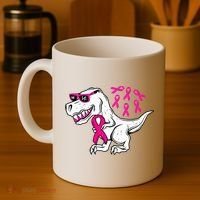 Dinosaur Pink Ribbon Breast Cancer Awareness Month Warrior Coffee Mug thumb 4