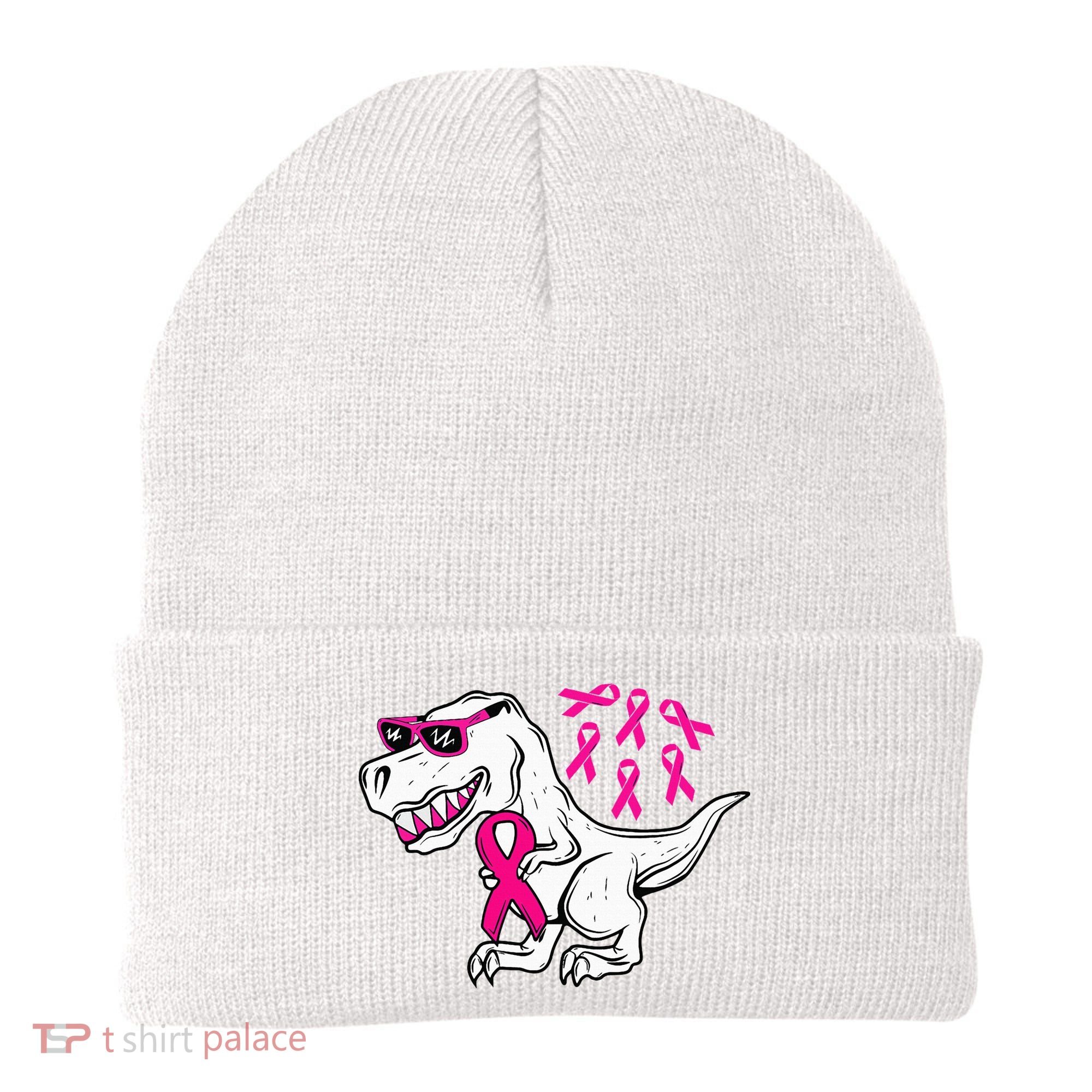 Dinosaur Pink Ribbon Breast Cancer Awareness Month Warrior Beanie