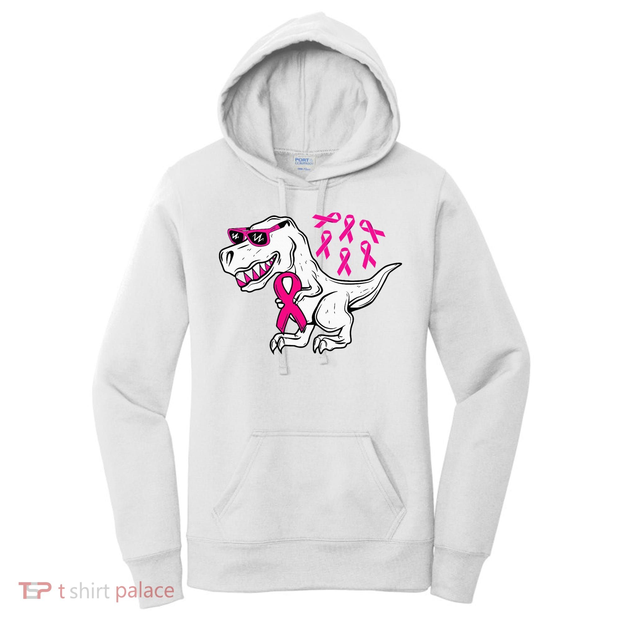 Dinosaur Pink Ribbon Breast Cancer Awareness Month Warrior Women's Hoodie