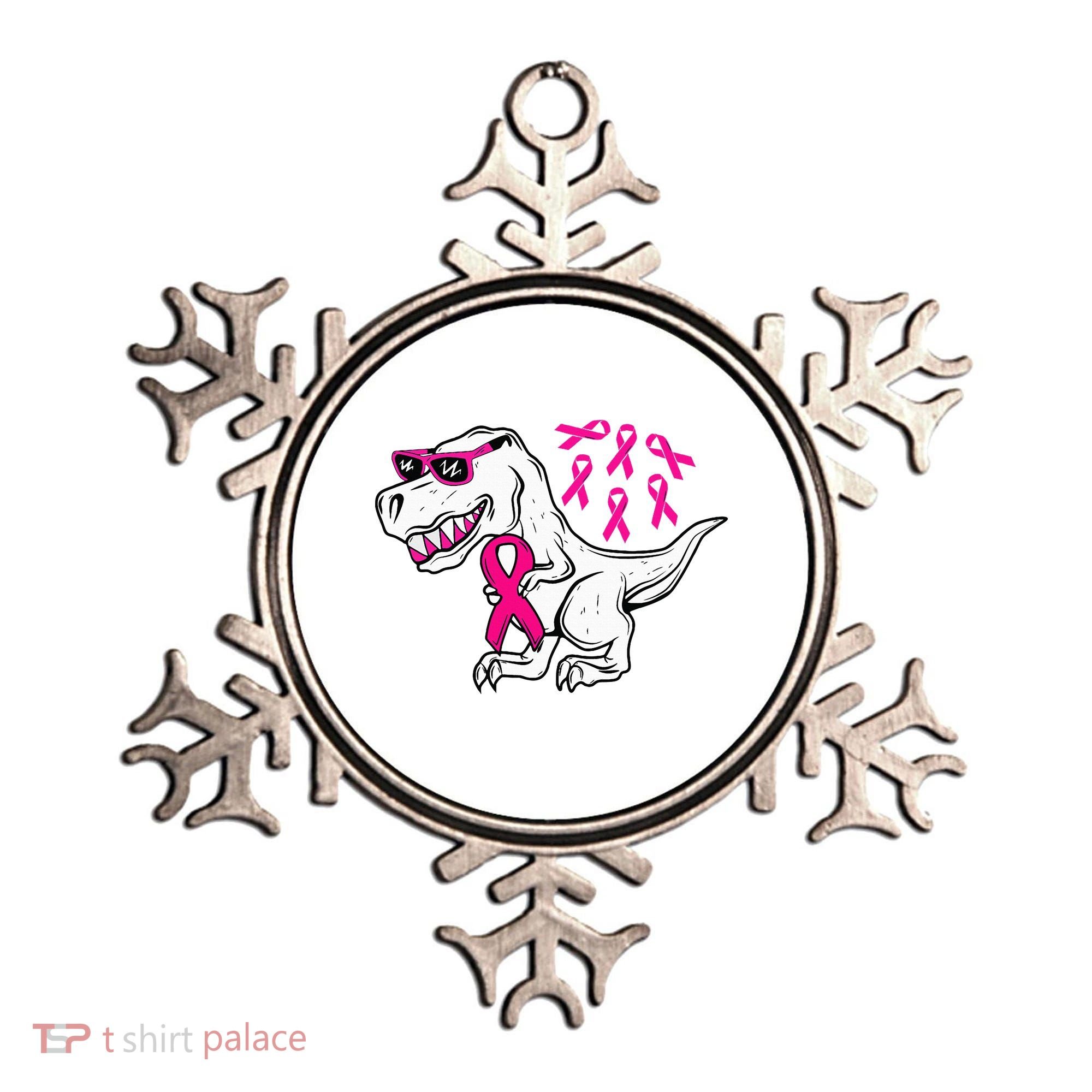 Dinosaur Pink Ribbon Breast Cancer Awareness Month Warrior Ornament