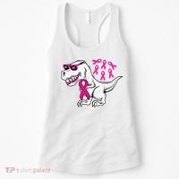 Dinosaur Pink Ribbon Breast Cancer Awareness Month Warrior Women's Tank Top thumb 0