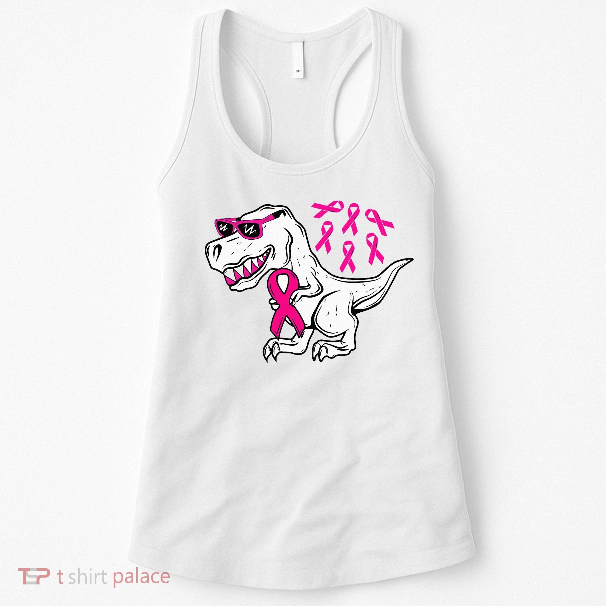 Dinosaur Pink Ribbon Breast Cancer Awareness Month Warrior Women's Tank Top