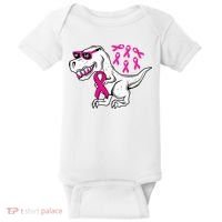 Dinosaur Pink Ribbon Breast Cancer Awareness Month Warrior Baby Bodysuit thumb 0