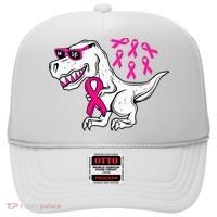 Dinosaur Pink Ribbon Breast Cancer Awareness Month Warrior Hat thumb 0