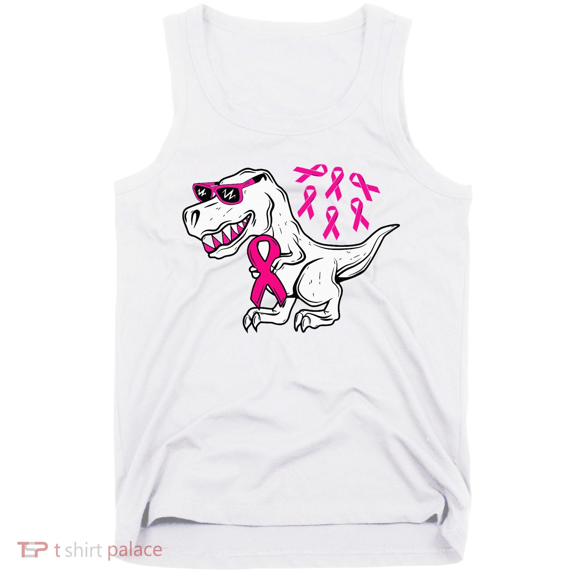 Dinosaur Pink Ribbon Breast Cancer Awareness Month Warrior Tank Top