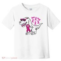 Dinosaur Pink Ribbon Breast Cancer Awareness Month Warrior Toddler T-Shirt thumb 0