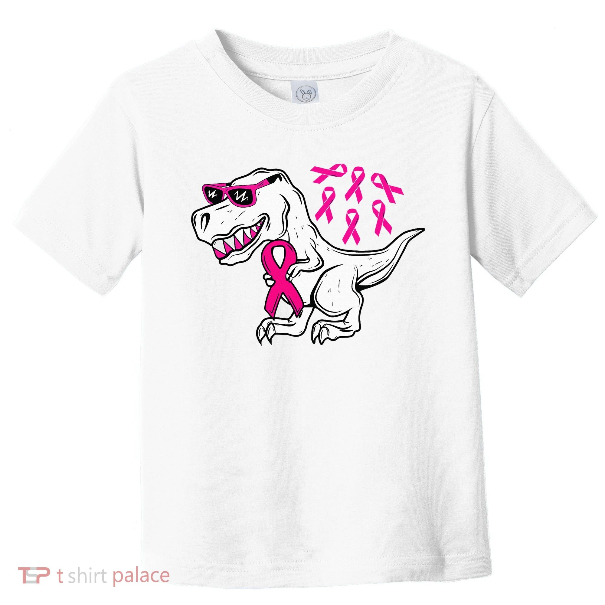 Dinosaur Pink Ribbon Breast Cancer Awareness Month Warrior Toddler T-Shirt