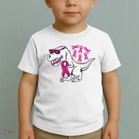 Dinosaur Pink Ribbon Breast Cancer Awareness Month Warrior Toddler T-Shirt thumb 2